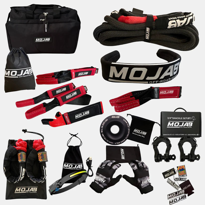 MOJAB OFFROAD  Heavy-Duty Recovery Kit (14 items + 9 storage bags, 4 Velcro tapes) *Lifetime Warranty